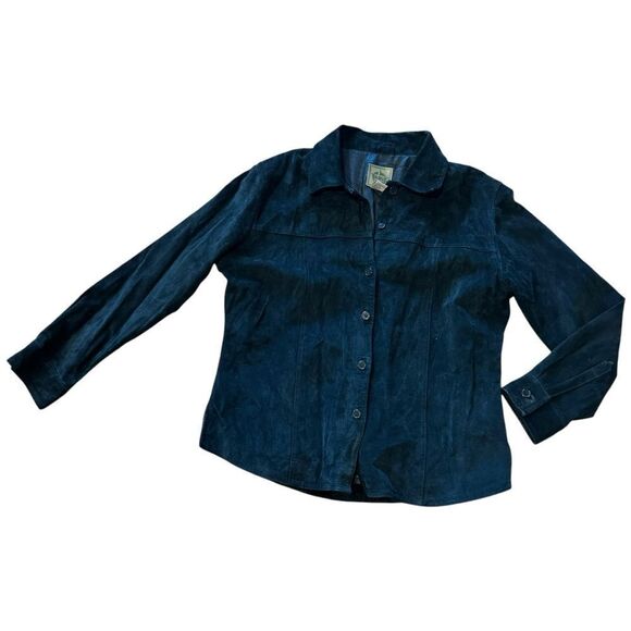 Ami Vintage Black Suede Leather Button Down Collar Shacket Jacket Size L - Picture 5 of 10